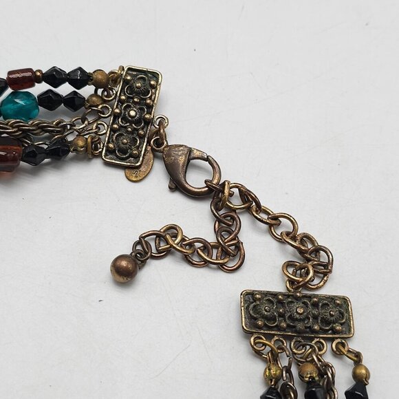 Multi Strand Glass Beaded Necklace With Tassel Pendant By Chicos - Picture 6 of 7